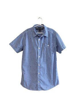 Tommy Hilfiger Blue Gingham Short-Sleeve Button-Down Shirt Boys Size 16/18